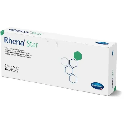 RHENA Star Elastic Bandage 6cmx5m white open 10 pcs