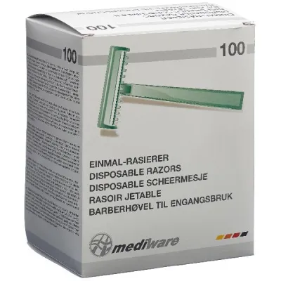 MEDIWARE Disposable Razor Blades, Non-Sterile, Green, 100 pcs