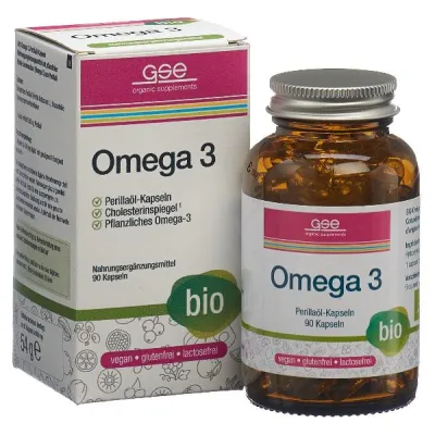 GSE Omega 3 Perilla Oil Organic Capsules Glass 90 pcs