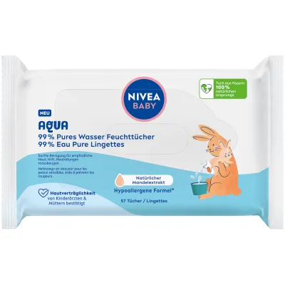 NIVEA BABY Aqua Wet Wipes Bottle 57 Pieces
