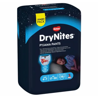 HUGGIES DRYNITES Nighttime Diapers M Boy 4-7Y 16 Pcs