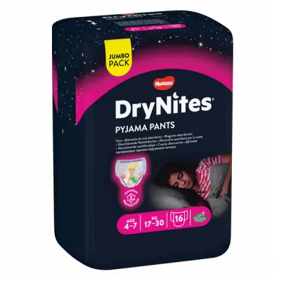 HUGGIES DRYNITES Night Diapers M Girl 4-7Y 16 Pcs