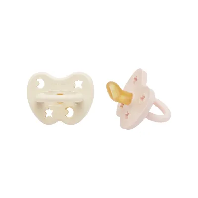 Hevea Pacifier Pacifier ពណ៌ផ្កាឈូកពណ៌សពណ៌ផ្កាឈូក 0+ ម 2 ភី 2 ភី
