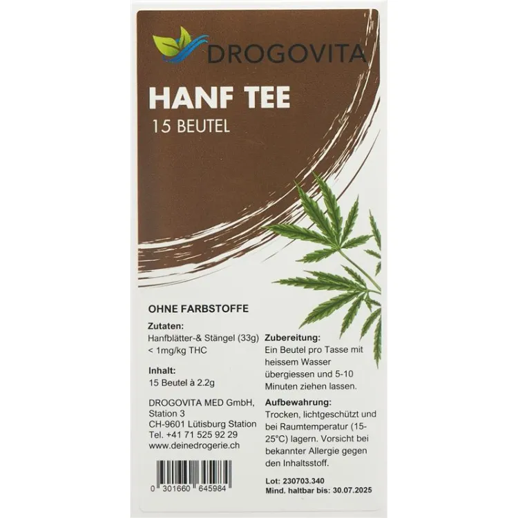 DROGOVITA Hanftee in Filterbeutel