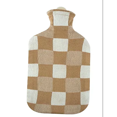 SÄNGER Wärmflasche Strickbezug 2l Karo beige