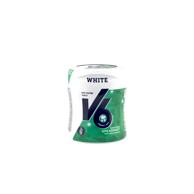 V6 White Spearmint Chewing Gum 6 Packs 60 Pieces